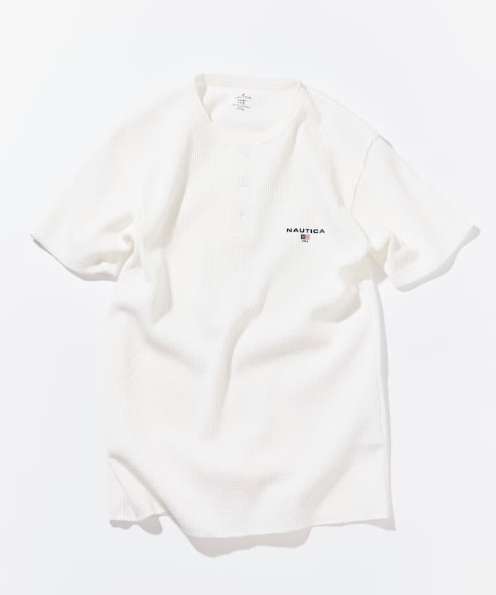 NAUTICA Essential 貼身版型 短袖 亨利領 格紋T恤