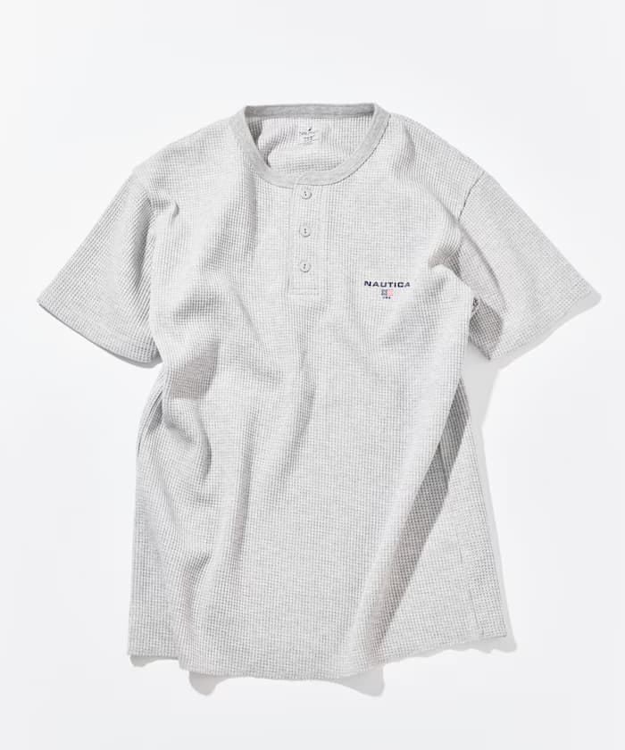 NAUTICA Essential 貼身版型 短袖 亨利領 格紋T恤