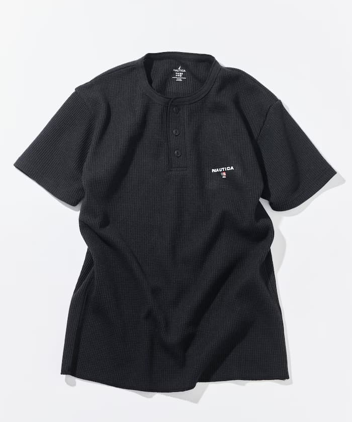 NAUTICA Essential 貼身版型 短袖 亨利領 格紋T恤