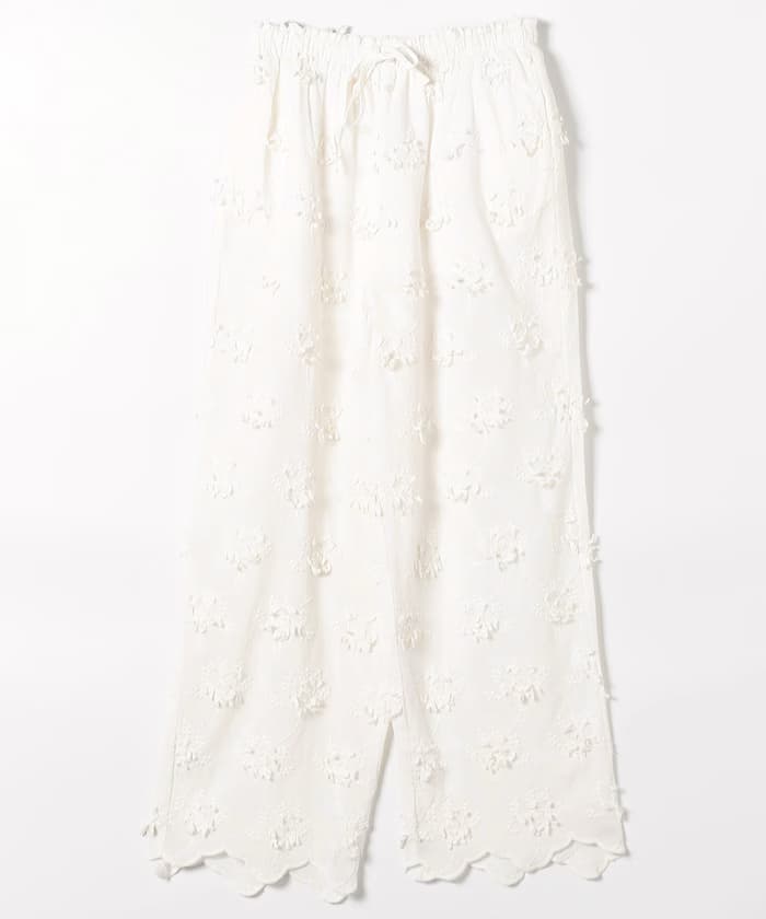 sheer cotton 3D embroidery easy pants