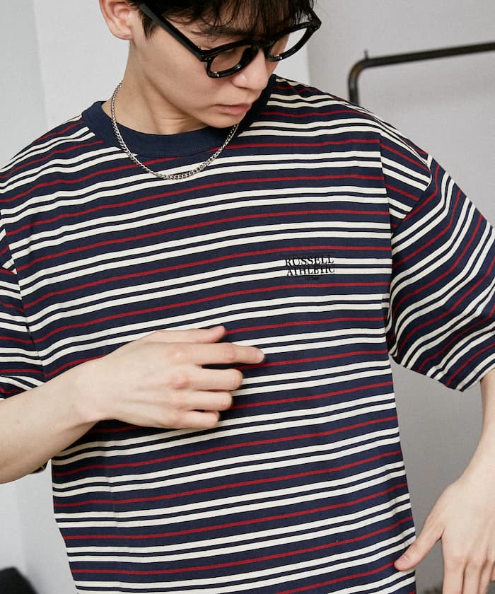 RUSSELL ATHLETIC × PUBLUX 別注 LOGO 橫條紋 T恤 限定展開